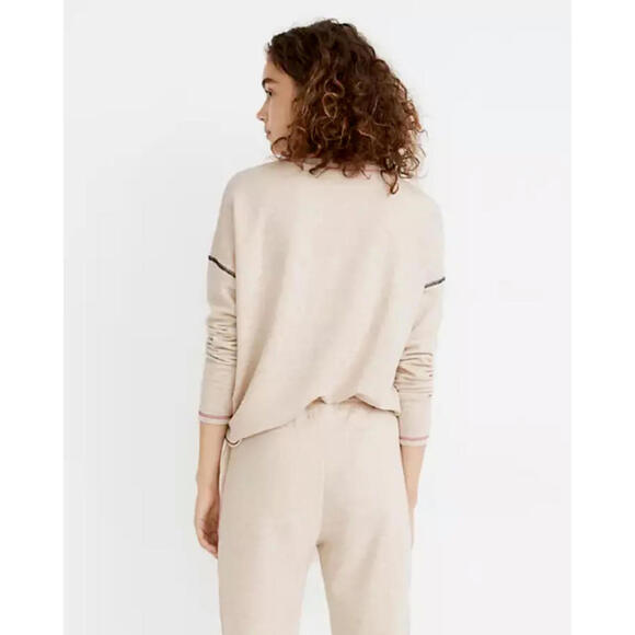 Madewell MWL Superbrushed Pullover Long Sleeve Easygoing Sweatshirt Oatmeal - Picture 6 of 9
